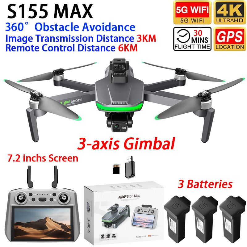 Drone Gimbal 3 Axis - Dron S155 MAX con GPS, WIFI,
