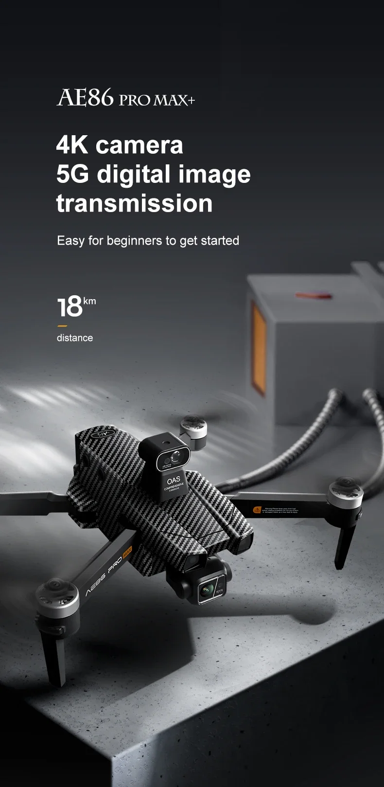 AE86drone de alta gama con cám - Drone Gimbal 3 Axis reseña y precio